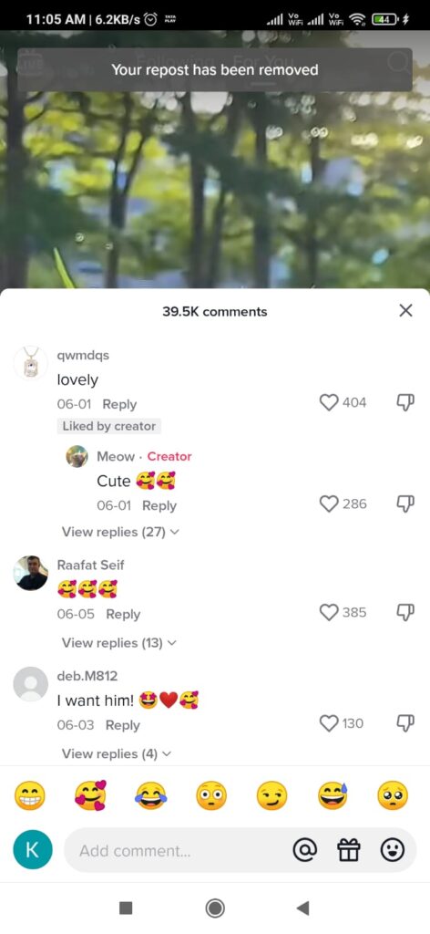 Un repost on TikTok video